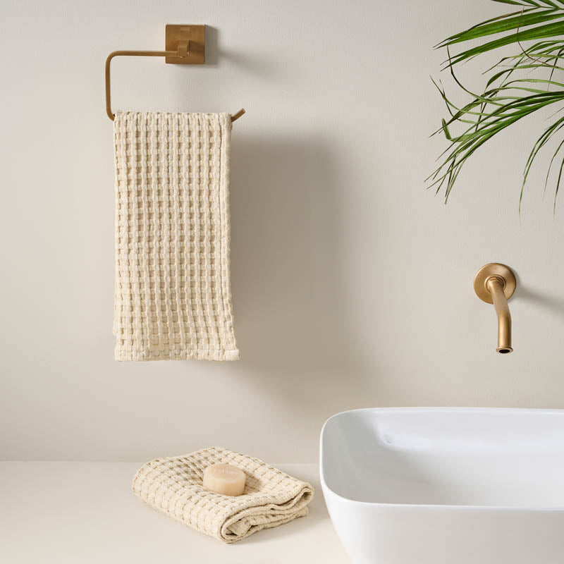 Fluffy Waffle Hand Towel (White) - Set Of Two