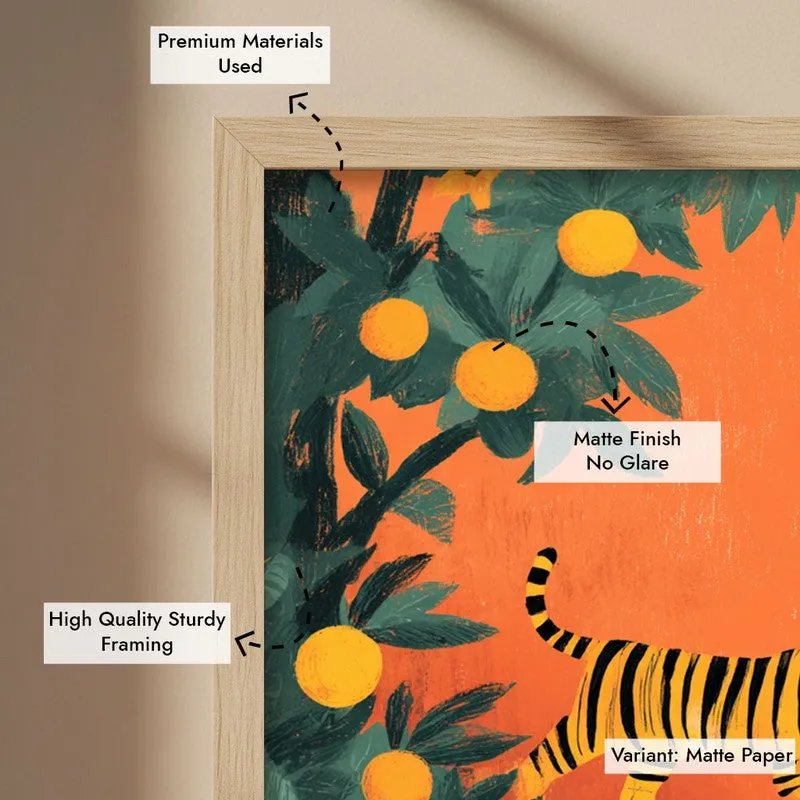 Tigris Canvas Wall Painting With Brown Frame media 9