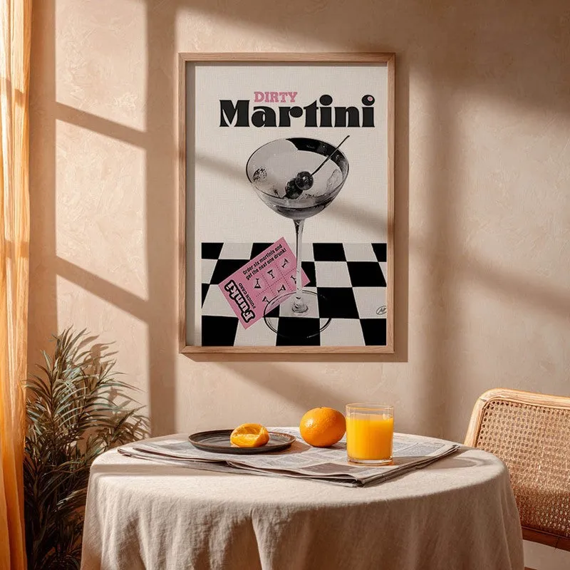 Checks Martini Archival Canvas Wall Art - Brown media 4