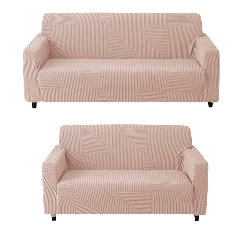 PlushHue Jacquard Sofa Cover - Pink media 4