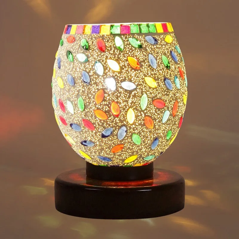 Skyrin Mosaic Glass Table Lamp With Wooden Base - Multicolor media 7