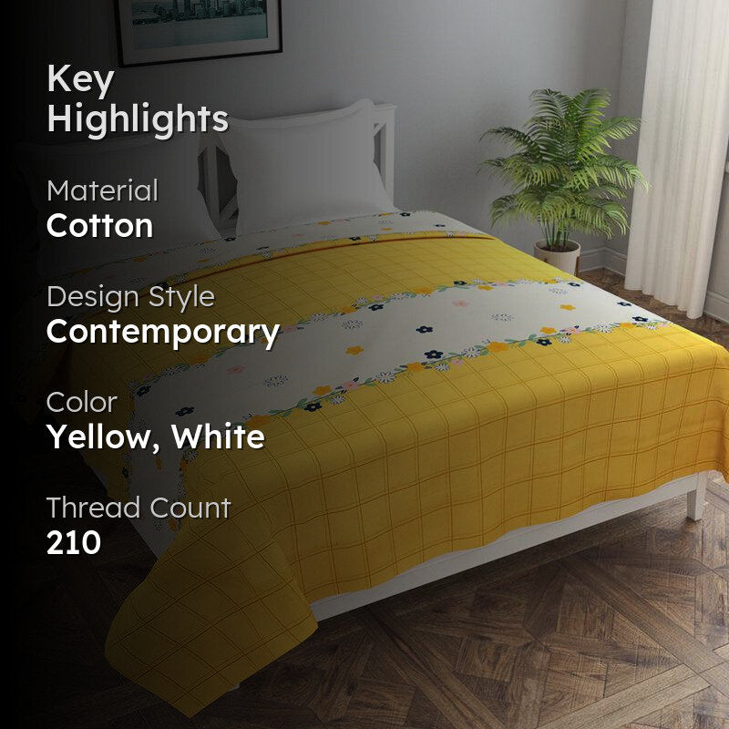 Floral Matrix Cotton Duvet Cover - 210 TC media 2