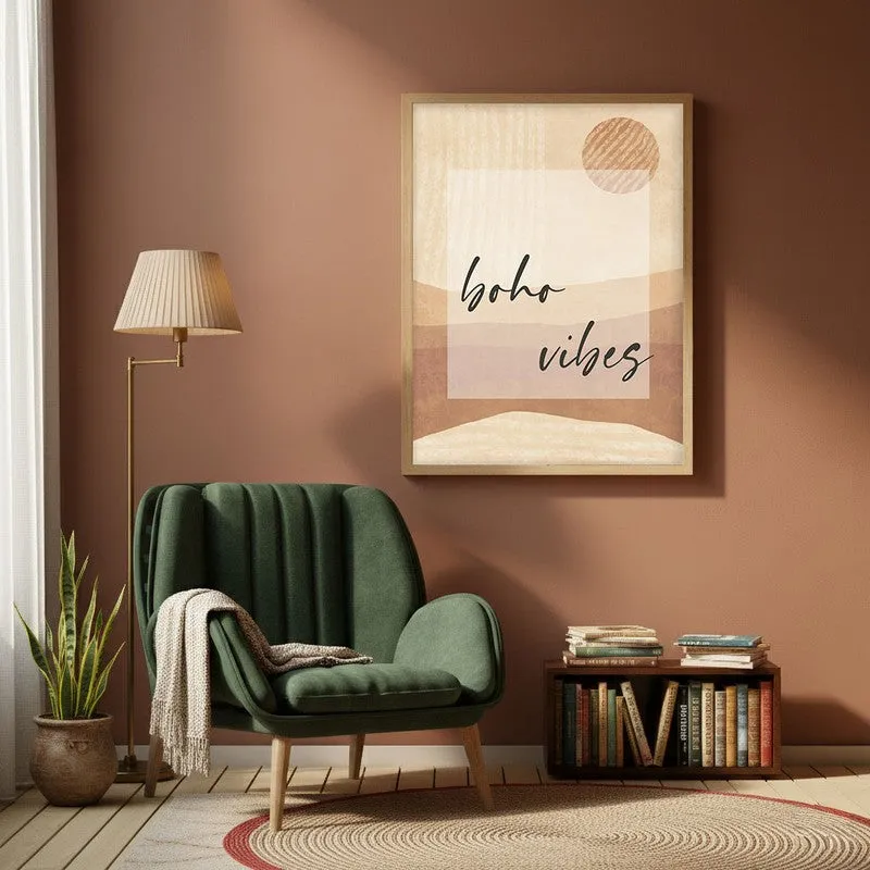 Bohemian Bliss Canvas Wall Painting With Brown Frame media 1