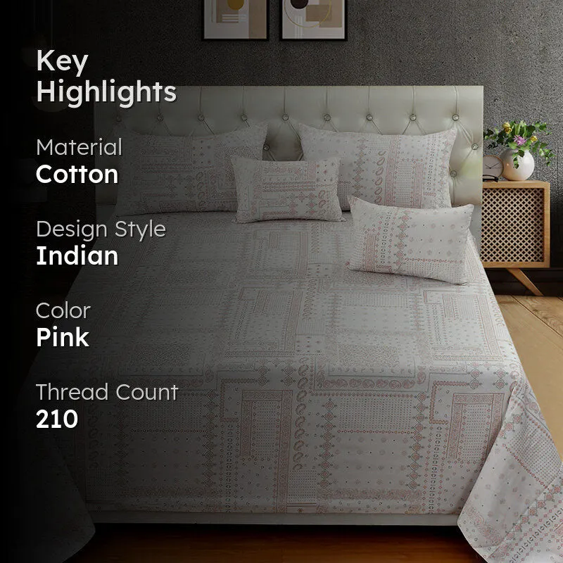 Mathieu Cotton Bedding Set (Pink/210 TC) - Five Piece Set media 2