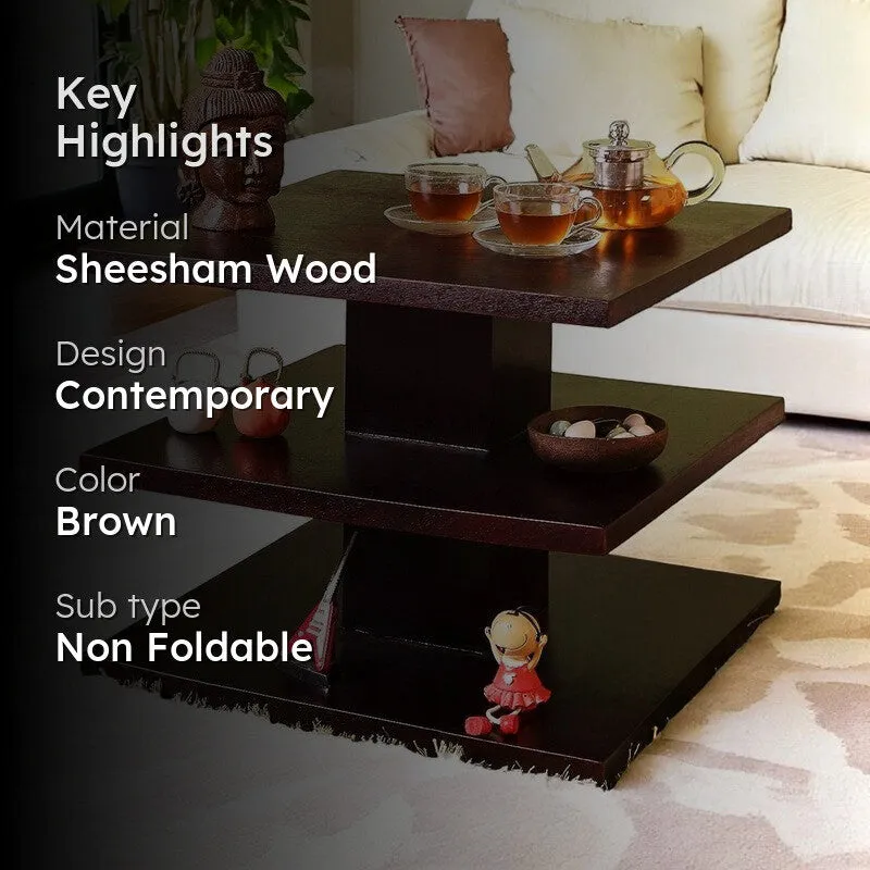 Xavex Sheesham Wooden Center Table - Dark Brown media 2