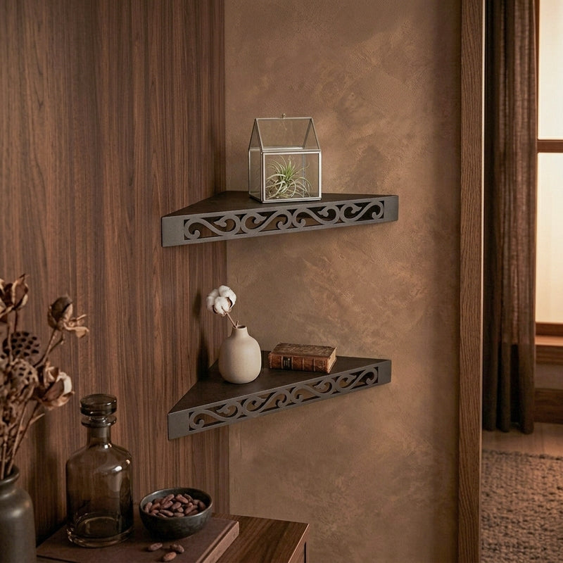 Delores Corner Floating Shelf (Black) - Set Of Two media 4