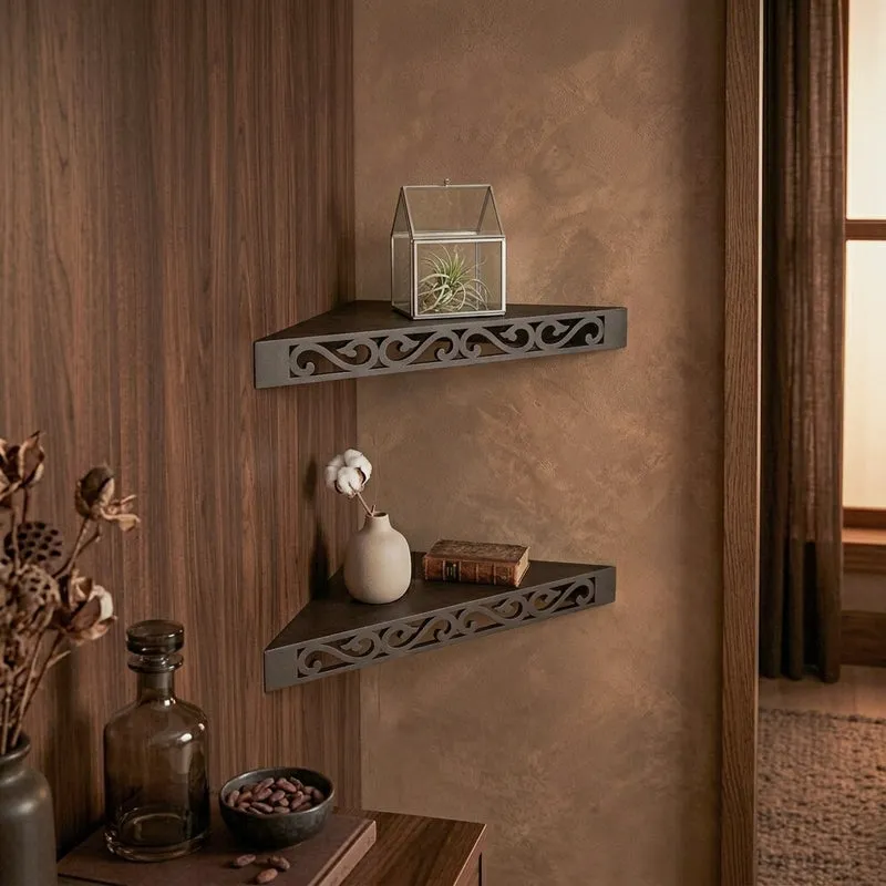 Delores Corner Floating Shelf (Black) - Set Of Two media 4