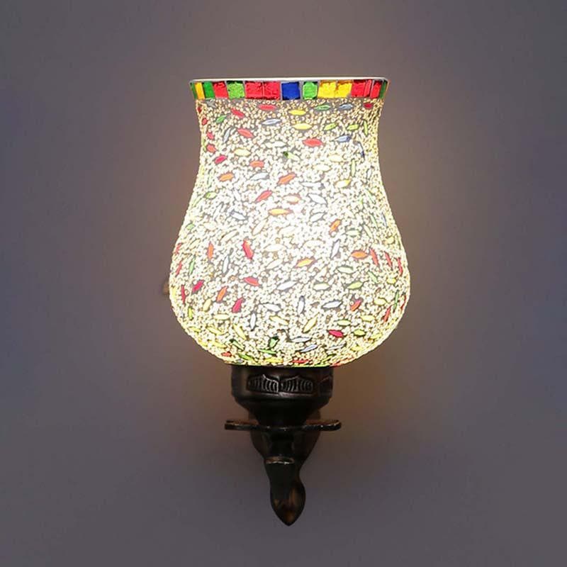 Speckled Mosaic Glass & Metal Wall Lamp media 7