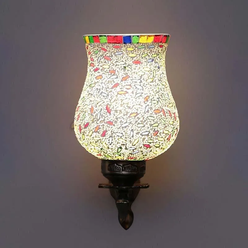 Speckled Mosaic Glass & Metal Wall Lamp media 7