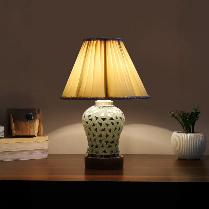 Liora Pleated Wooden Table Lamp - Multicolor media 1