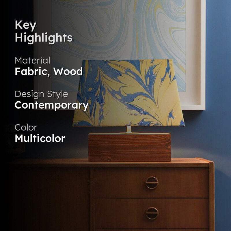Marbling Glow Handpainted Fabric Table Lamp - Multicolor media 2