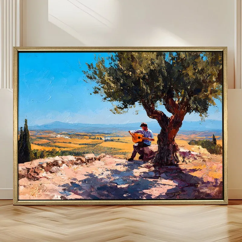 Sunlit Strummer Canvas Wall Painting With Frame media 4