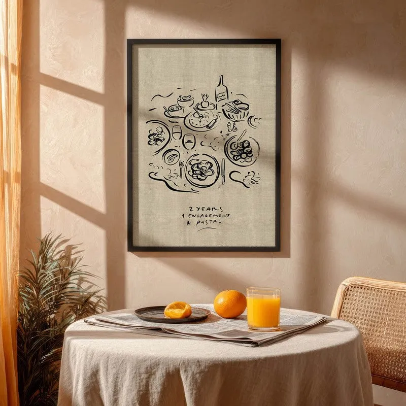 Abstract Dining Archival Canvas Wall Art - Black media 4