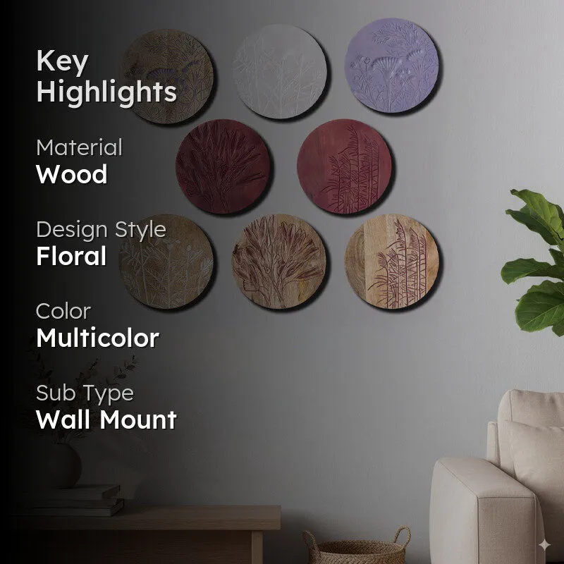 Etched Elegance Wooden Wall Plates - Set Of Eight media 2