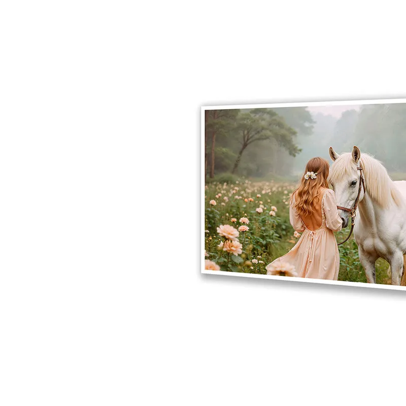 Girl & Horse Wall Art with White Frame media 4