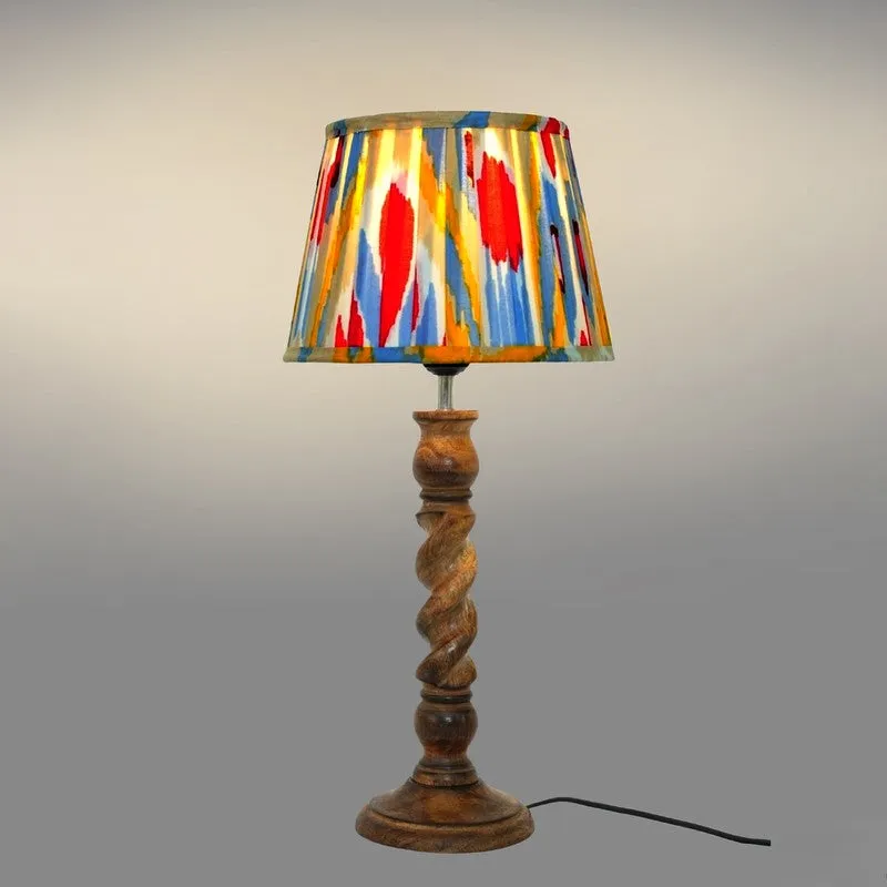 Sunburst Wooden Base Cotton Table Lamp - Multicolor media 4