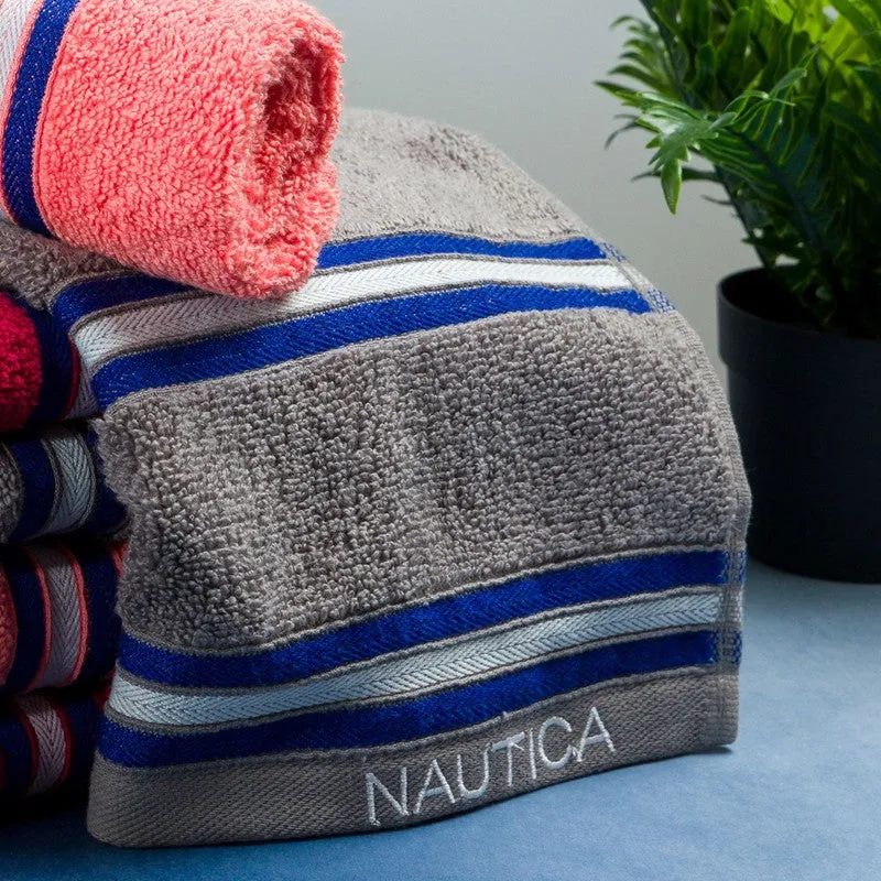 Nautica Dove Dual Down Cotton Hand Towel (Red,Lilac & Grey) - Set Of Six media 4