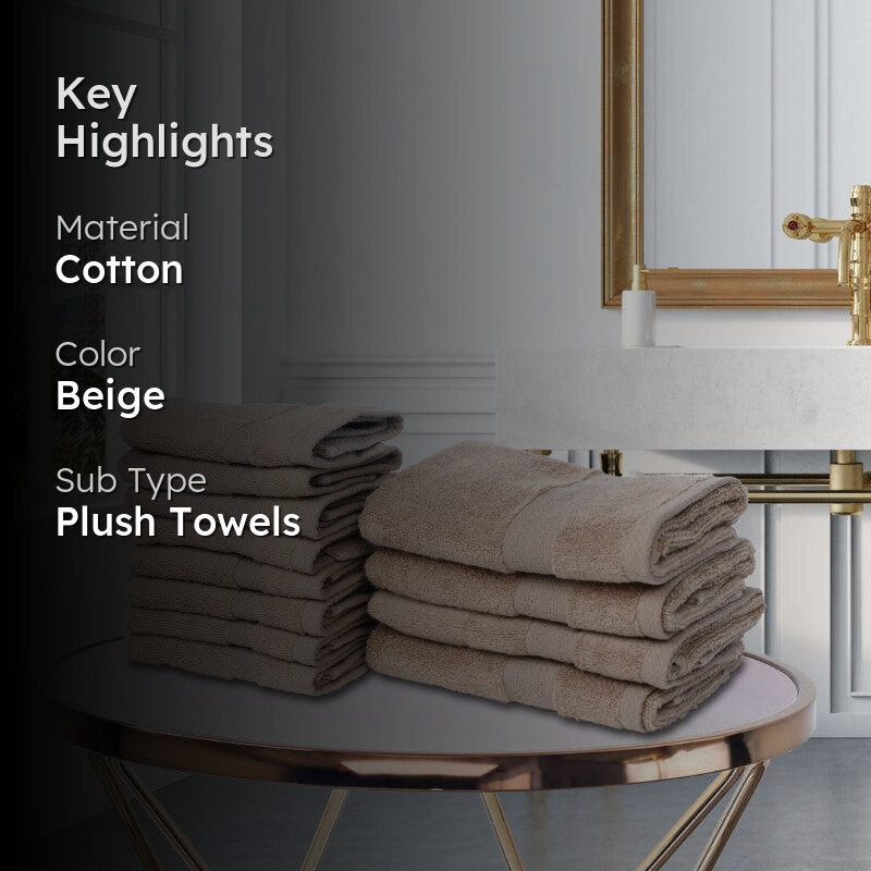 Miorah Hand & Face Towel Combo (Beige) - Set Of Twelve media 2