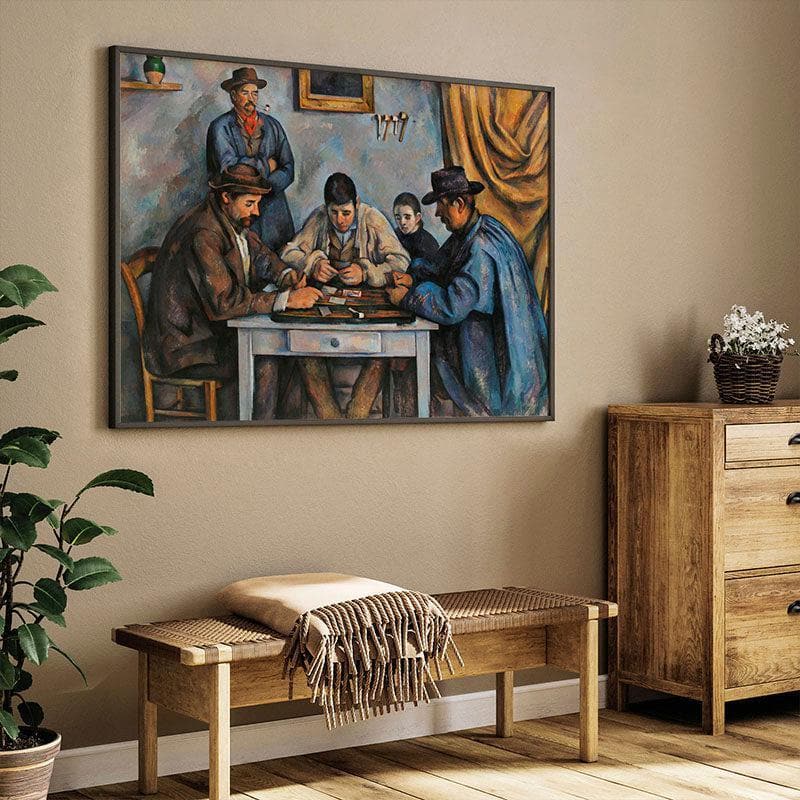 The Card Players Canvas Painting By Paul Cezanne - Black Frame