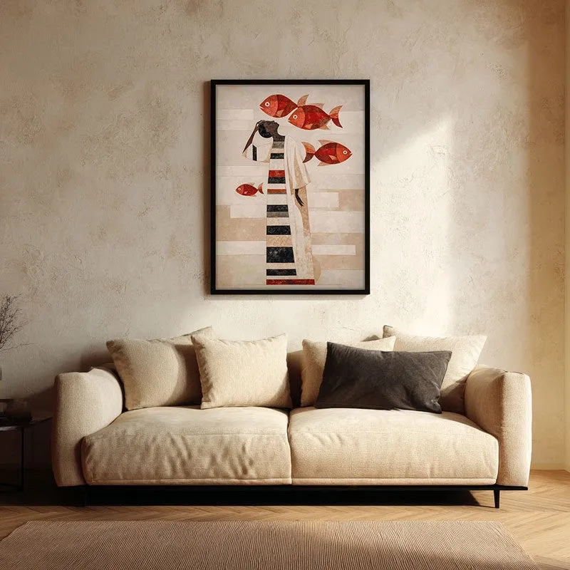 Aqua Nomad Canvas Wall Painting - Black Frame media 1