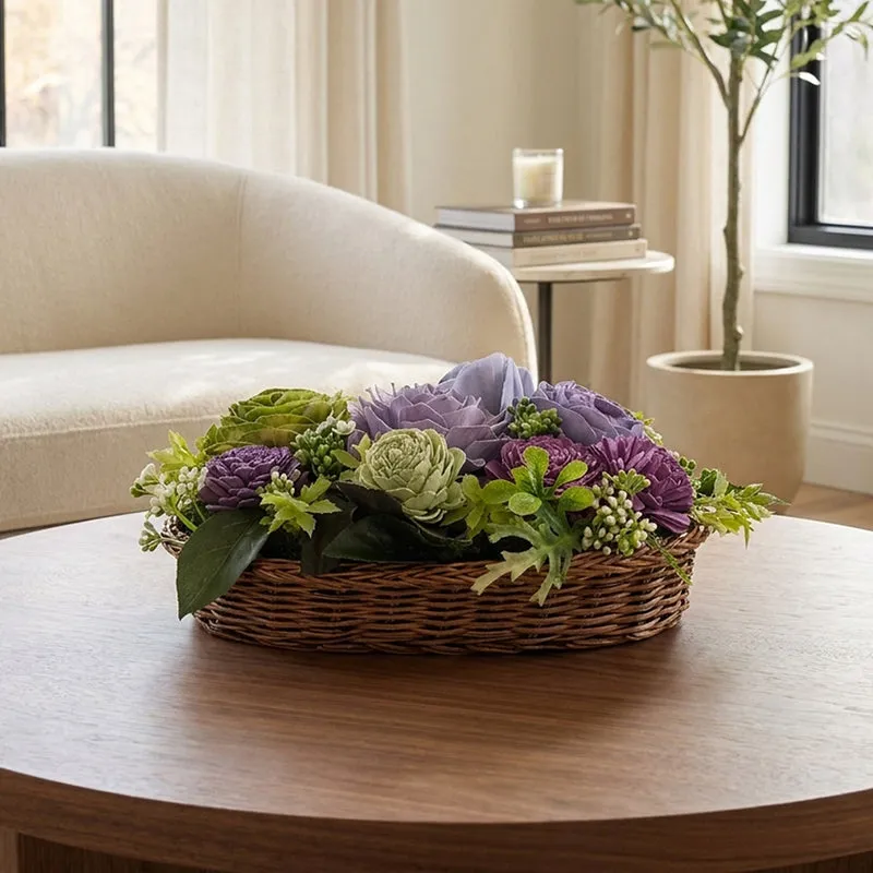 Embella Faux Solawood Flower Basket media 1
