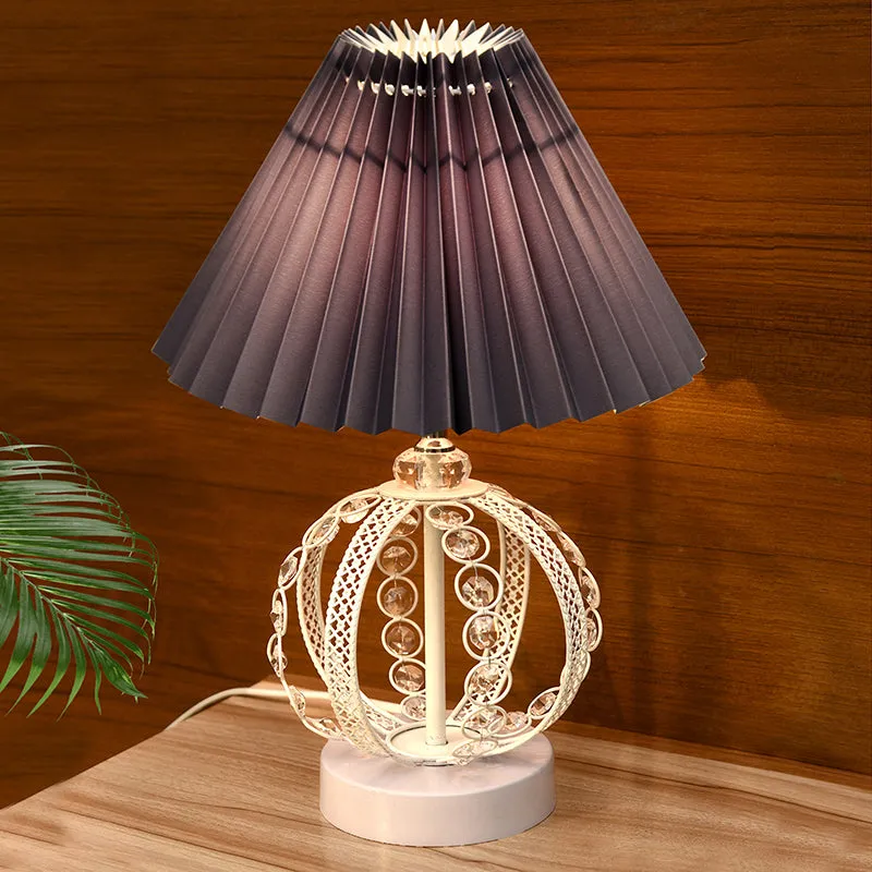 French Pleat Orna Metal Table Lamp - Grey,White media 1