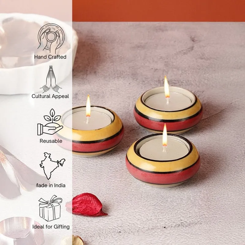 Shubh Deep Candle Holders Red,Yellow media 6