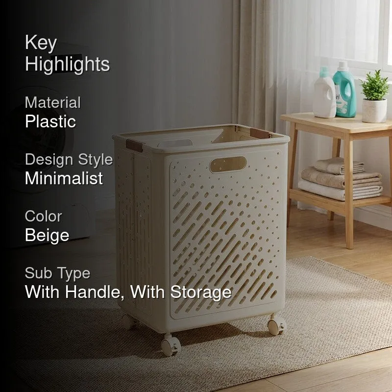 Rioware LinenMove Rolling Laundry Basket - Beige media 2