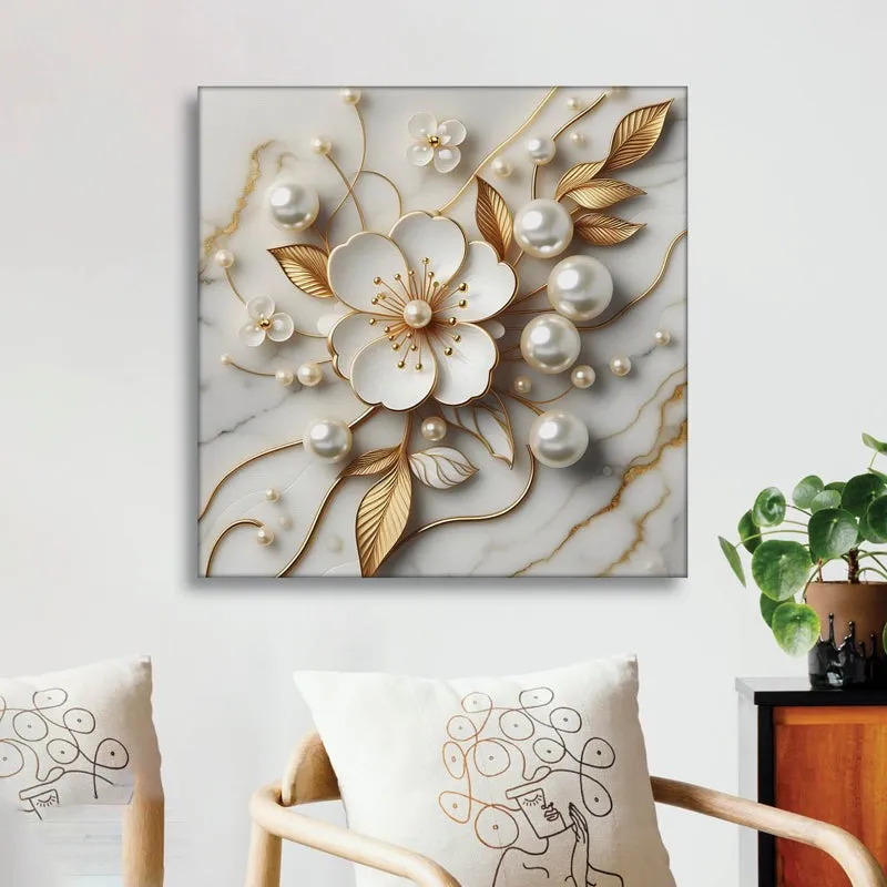 Daisy Pearls Floral Wall Painting media 1