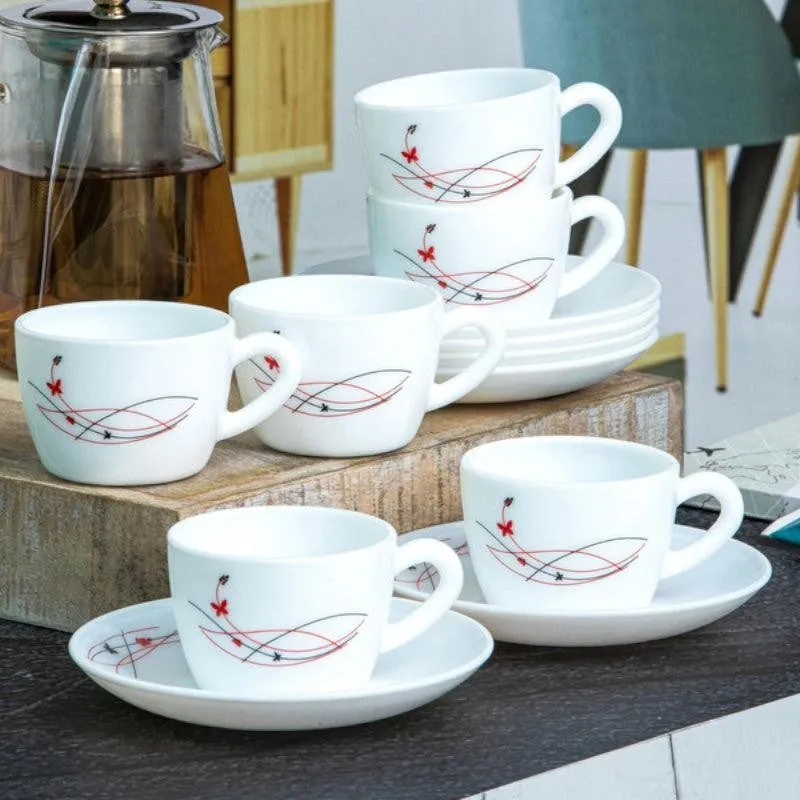 Cello Auros Breeze Cup & Saucer (130 ML) - Twelve Piece Set media 1
