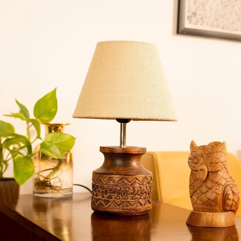 Classy With Twist Carved Fabric Table Lamp - Beige,Brown media 3
