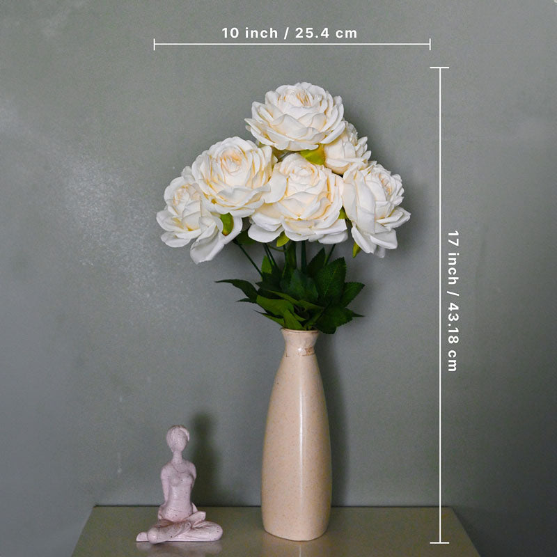 Faux Artificial Polyester Rose Flower Bunch - White media 4