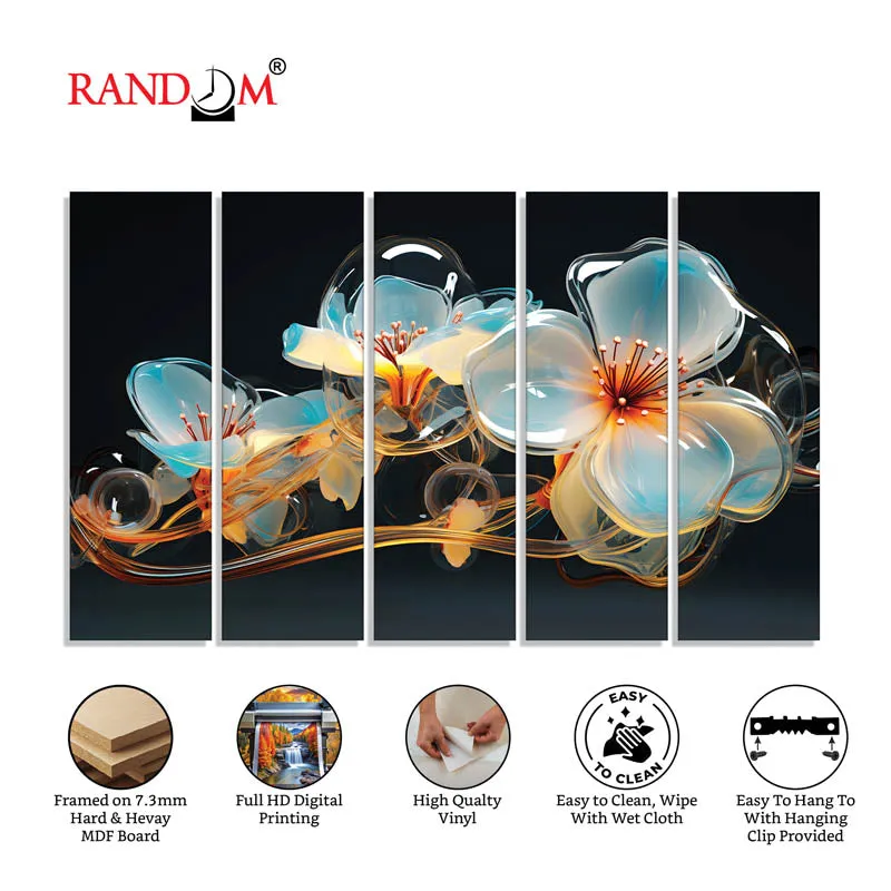 Daisy Derla Wall Painting - Set Of Five media 6