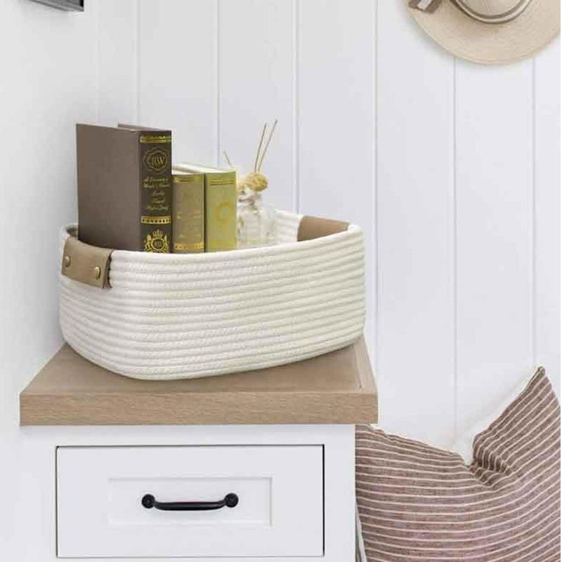 Cappucino Cotton Storage Basket - White media 4