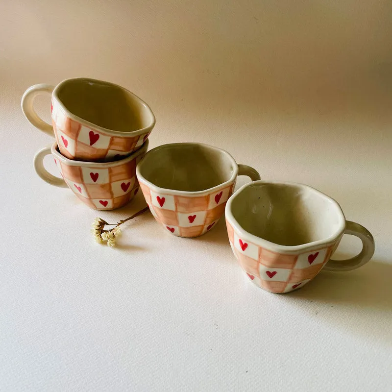 Heart Ceramic Coffee Mug (240 mL Each) - Set of Four media 4