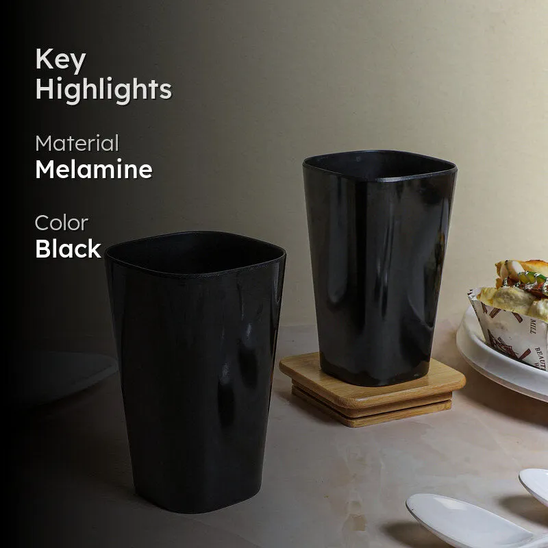 Clement Melamine Tumbler (Black/450 ml) - Set Of Two media 2
