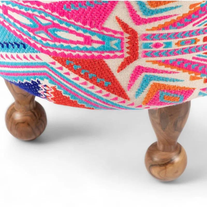 Iverix Acacia Wooden Ottomans - Multicolor media 5