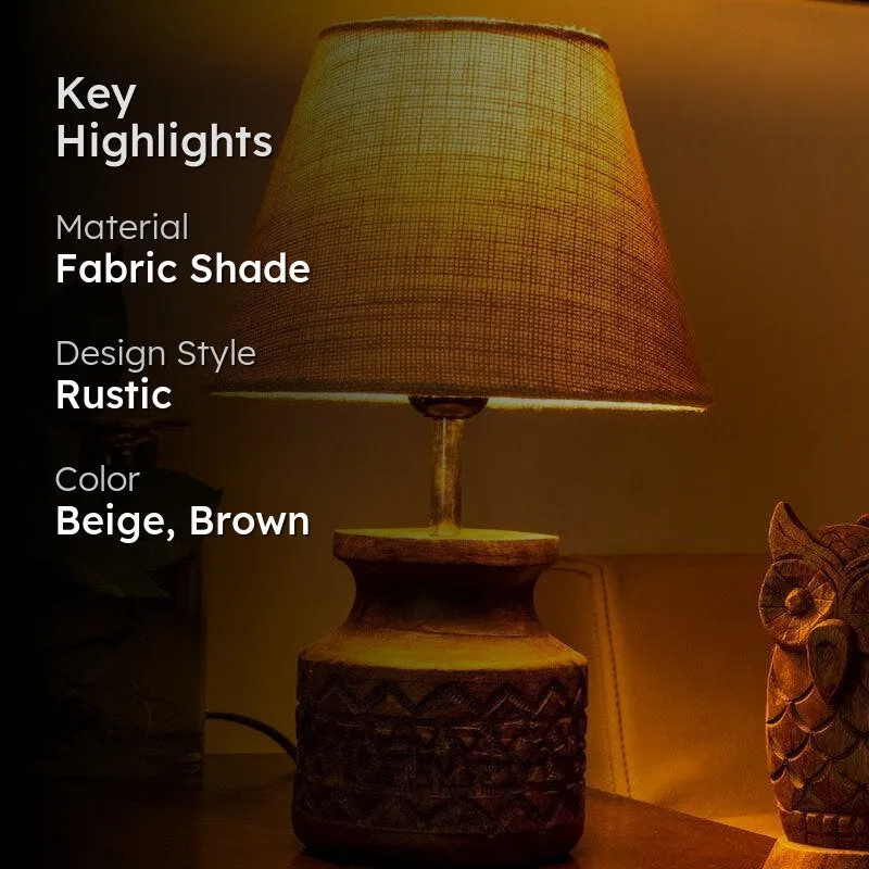 Classy With Twist Carved Fabric Table Lamp - Beige,Brown media 2