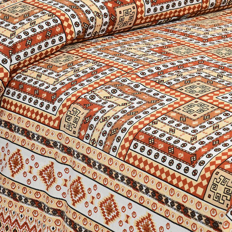 Sangita Weave Geometric Cotton Bedsheet (Orange & Yellow) - 160 TC media 3