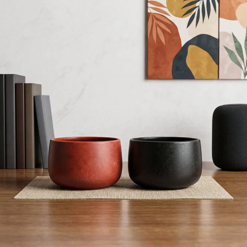 MinimalAura Pots & Planters (Red, Black) - Set of Two media 1