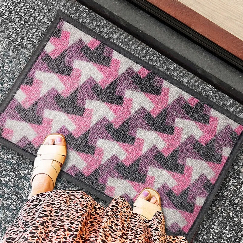 Niro Geometric Nylon Door Mats - Purple,Pink media 3