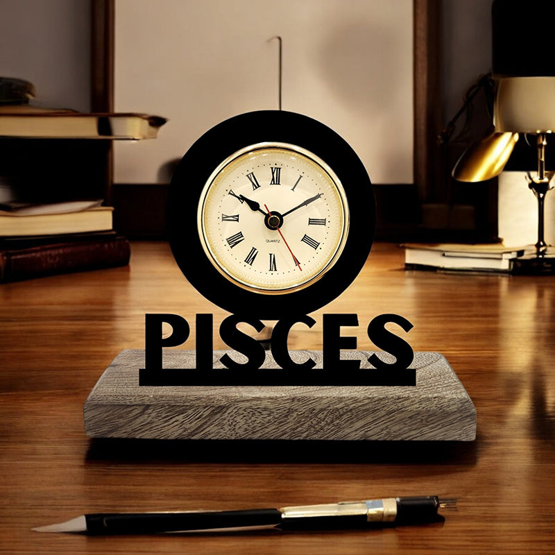 Pisces Zodiac Analog Table Clock