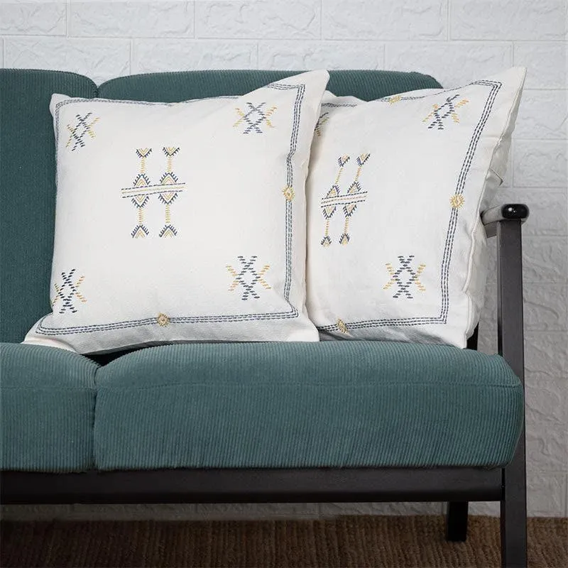 White Embroidered Cushion Cover - Set Of Two media 2