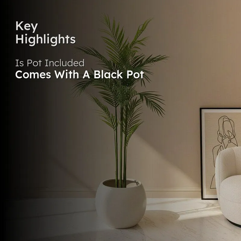 SilkaLeaf Areca Palm Artificial Plant With Black Plastic Pot - 3.9 Feet media 2