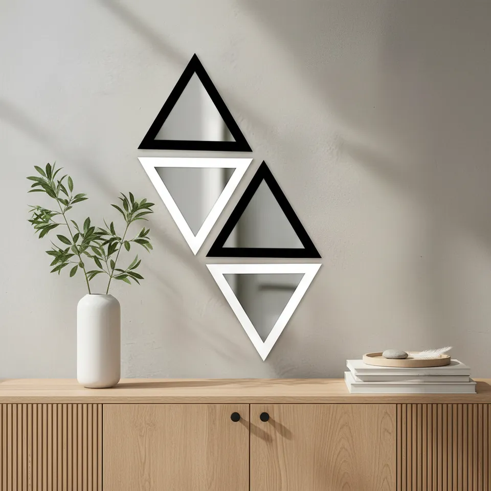 Trio Reflect Wall Mirror (White,Black) - Set Of Four media 1