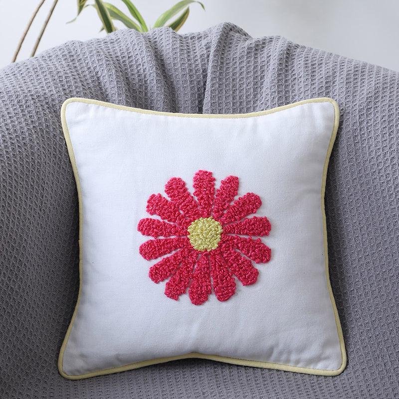 Thread & Daisy Cotton Cushion Cover - White media 2