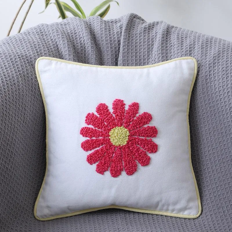 Thread & Daisy Cotton Cushion Cover - White media 2