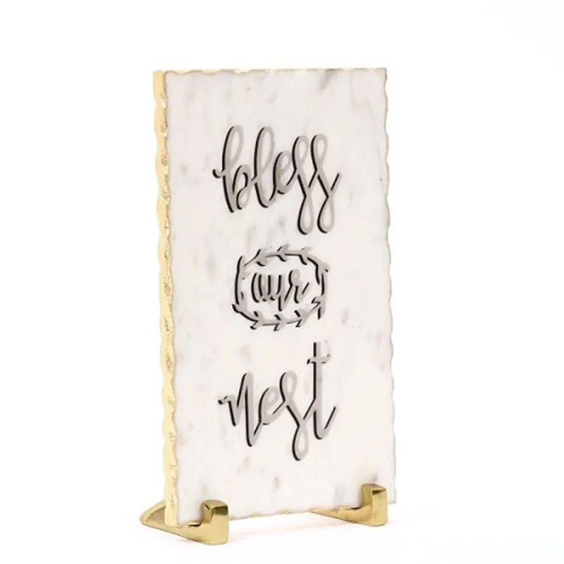 Bless Our Nest Hand Painted Marble Showpiece media 3