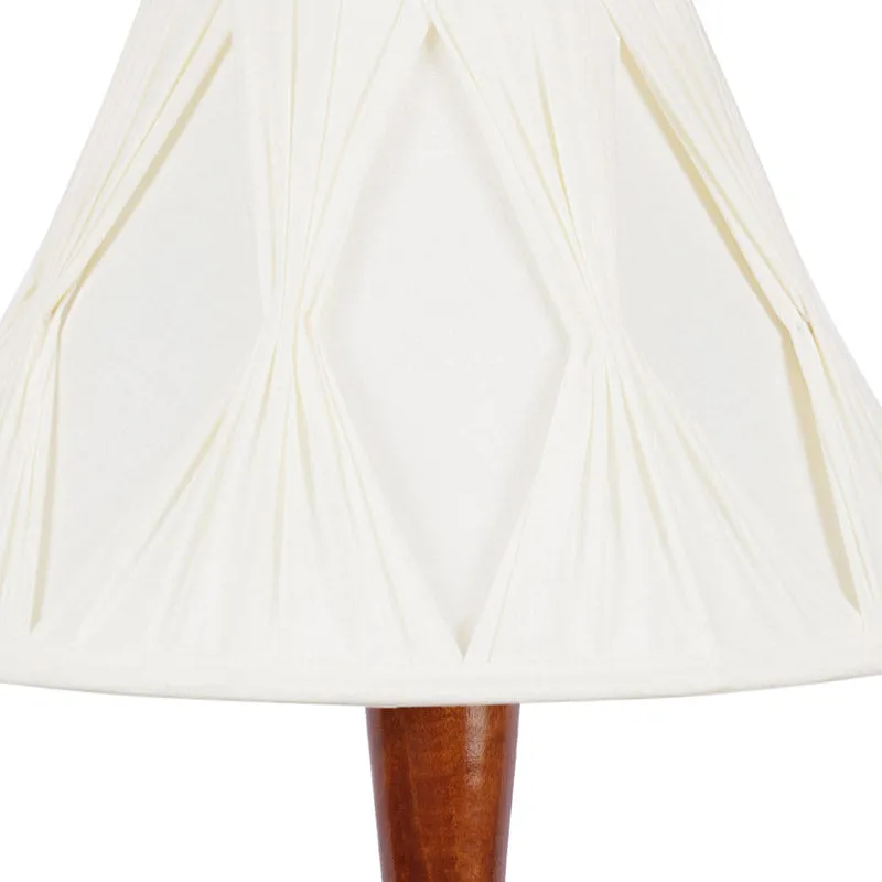 Krida Vintage Wooden Floor Lamp With Pleated Shade - Off-White media 5