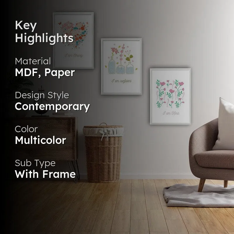 Petal Promises Paper Wall Painting With Frame - White media 2